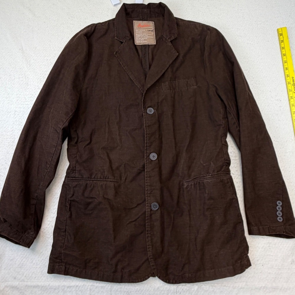 Machine Clothing Company Mens Corduroy Blazer Brown 3 Button Sport Coat Large